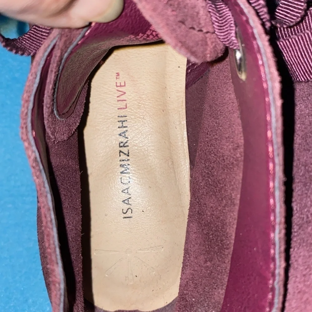 ISAAC MIZRAHI LIVE CHUKKA  Imzoe leather suede upper merlot purple NEW size 7M
